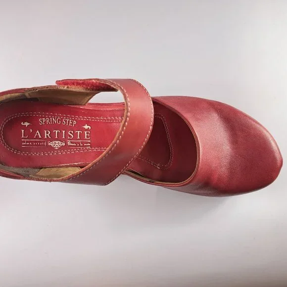 Spring Step L'Artiste Women's Gloss Mary Jane Flat in Red, Size 38 - Picture 4 of 11